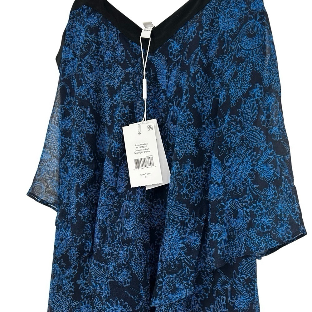 Derek Lam 10 Crosby Blue Floral Silk Asymmetrical Two-Tier Cami Dress Women’s 2 - Picture 7 of 16